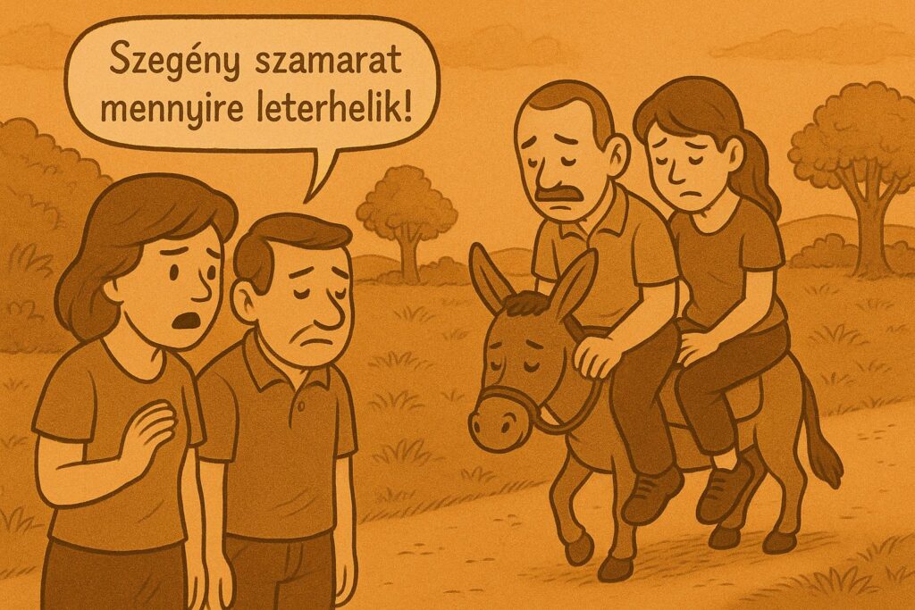 Ketten ülnek a szamáron